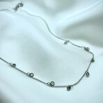 14K Solid White Gold + Genuine Diamonds By The Yard Dangling Necklace // 16"