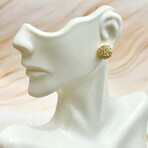 14K Solid Gold + 1CT Genuine Diamonds Clustered Stud Earrings