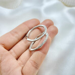 14K Solid White Gold + 2.0CT Genuine Diamonds Fancy Lock Hoop Inside Out Hoop Earrings