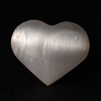 Genuine Polished Selenite Crystal Heart With Velvet Pouch // Small Puff