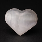 Genuine Polished Selenite Crystal Heart With Velvet Pouch // Small Puff
