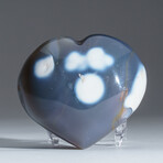 Genuine Polished Blue Chalcedony Orca Stone Heart