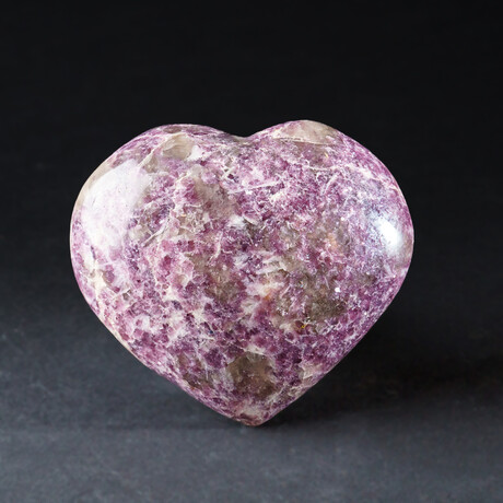 Genuine Polished Lepidolite Heart With A Black Velvet Pouch // 353g