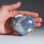 Genuine Polished Blue Chalcedony Orca Stone Heart
