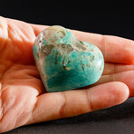 Genuine Polished Amazonite Heart with velvet pouch // Small