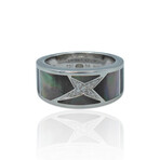 Mauboussin // 18K White Gold Diamond + Mother of Pearl Ring // Ring Size: 8.25 // Pre-Owned