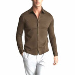Slim Fit Solid Dress Shirt // Brown (3XL)