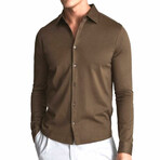Slim Fit Solid Dress Shirt // Brown (L)