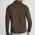 Slim Fit Solid Dress Shirt // Brown (L)