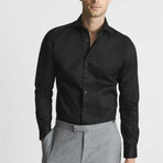 Slim Fit Solid Dress Shirt // Black (M)