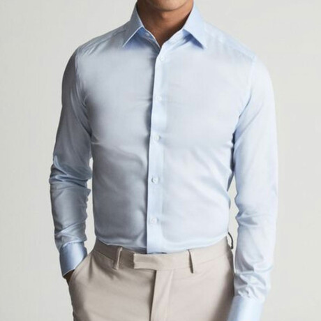 Slim Fit Solid Dress Shirt // Light Blue (S)