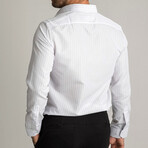 Thin Striped Dress Shirt // White, Black (L)