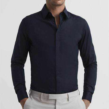 Slim Fit Dress Shirt // Navy (S)