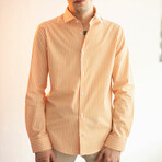 Striped Dress Shirt // Orange, White (XL)