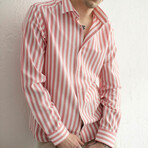 Striped Dress Shirt // Pink, White (M)