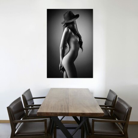 Nude Woman With A Hat by Johan Swanepoel (26"H x 18"W x 0.75"D)