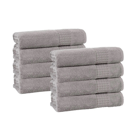 Ela Turkish Cotton Hand Towels // Set of 8 (Anthracite)