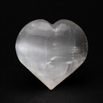 Genuine Polished Selenite Crystal Heart + Velvet Pouch // Medium Puff 