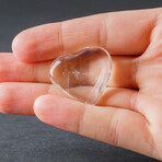 Genuine Polished Optical Clear Quartz Mini Heart With A Black Velvet Pouch // 9g