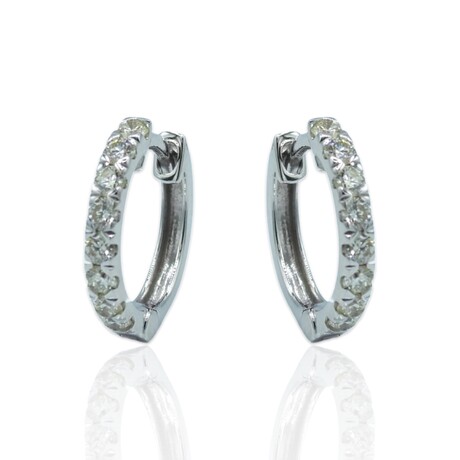 Fine Jewelry // 18K White Gold Diamond Hoop Earrings II // New