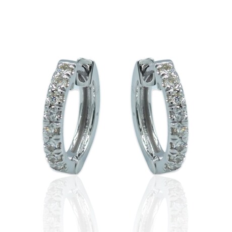 18K White Gold Diamond Hoop Earrings II // New