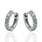 18K White Gold Diamond Hoop Earrings I // New