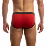 Modal Muscle Cut Brief // Red + Charcoal (L)