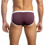 Modal Muscle Cut Brief // Beetroot + White (S)