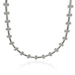 Sterling Silver + 14K White Gold Collar Necklace // 17" // Store Display