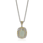 Sterling Silver + 18K Yellow Gold Onyx Pendant + Diamond Pendant Necklace // 16" // Store Display