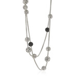 Sterling Silver + Black Sapphire Station Necklace // 42" // Store Display