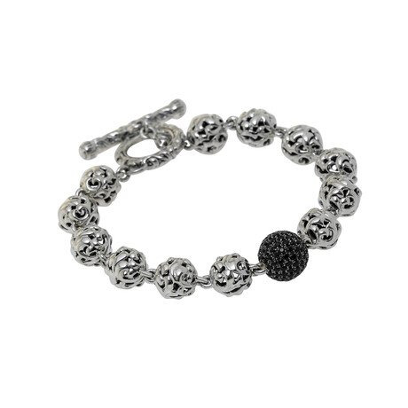 Sterling Silver + Black Sapphire Link Bracelet // 6.25" // Store Display