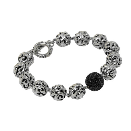 Sterling Silver + Black Sapphire Link Bracelet // 8.25" // Store Display