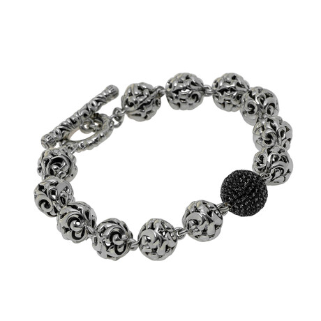 Sterling Silver + Black Sapphire Link Bracelet // 7.25" // Store Display