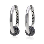 Sterling Silver + Black Sapphire Huggie Earrings // Store Display