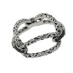 Sterling Silver + 14K White Gold + Black Diamond Link Bracelet // 6.5" // Store Display