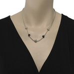 Sterling Silver + Black Sapphire Collar Necklace // 16"-19" // New