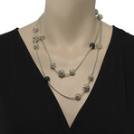 Sterling Silver + Black Sapphire Station Necklace // 42" // Store Display