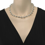 Sterling Silver + 14K White Gold Collar Necklace // 17" // Store Display