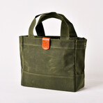 Waxy Canvas Handbag With Leather // Green