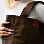 Waxy Canvas Handbag With Leather // Brown