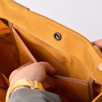 Waxy Canvas Handbag With Leather // Tobacco