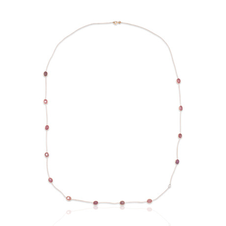 18K Rose Gold Diamond + Ruby Necklace // 36" // New
