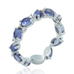 18K White Gold Diamond + Iolite Ring // Ring Size:  7 // New