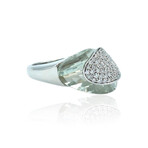18K White Gold Diamond + Prasiolite Ring // Ring Size: 6.75 // New