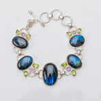 Labradorite, Amethyst, Peridot and Sterling Silver Bracelet