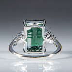 Genuine Baguette-Cut Green Tourmaline Ring  // Size 7.5
