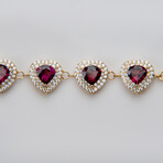 Genuine Trilliant and Round Cut Garnet and Topaz Sterling Silver Bracelet