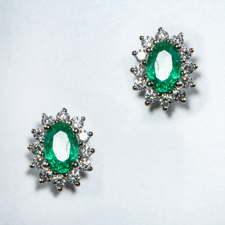 Genuine Oval-Cut Emerald Earrings
