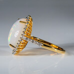 Genuine Oval-Cut Ethiopian Fire Opal Ring // Size 7